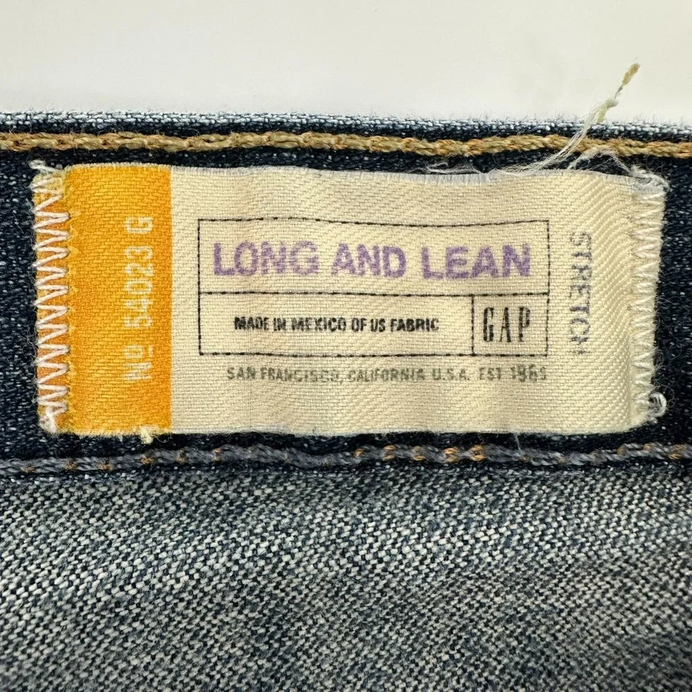 GAP Jeans Womens 10 Long Blue Denim Long & Lean Bootcut Leg Stretch Outdoor